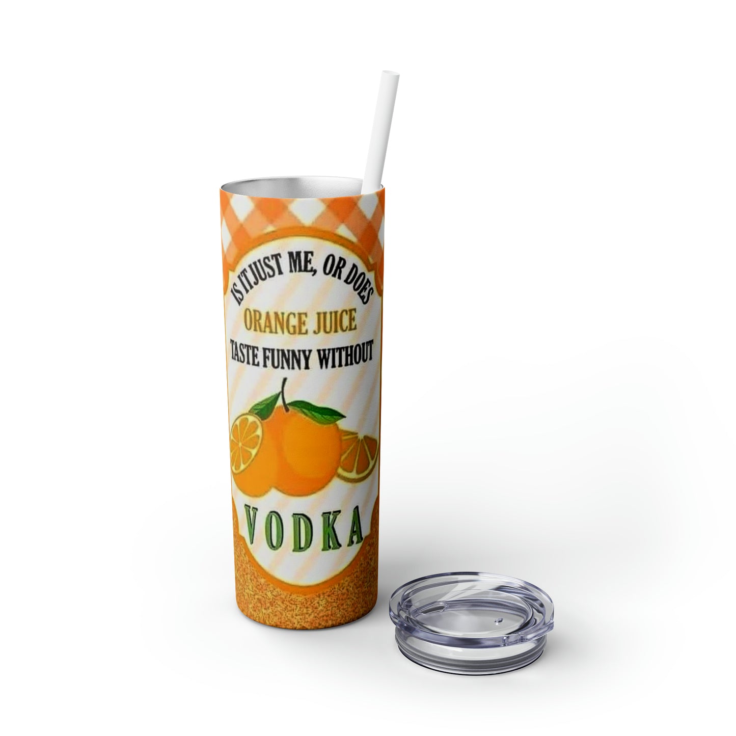 Orange Juice Skinny Tumbler with Straw, 20oz