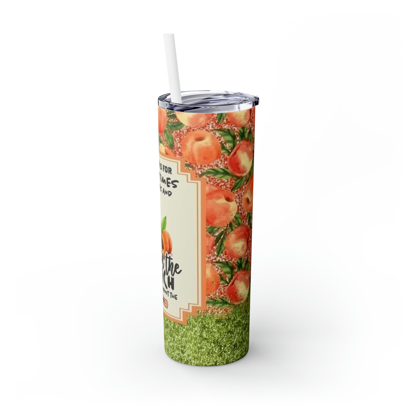 Summer Peach Skinny Tumbler with Straw, 20oz