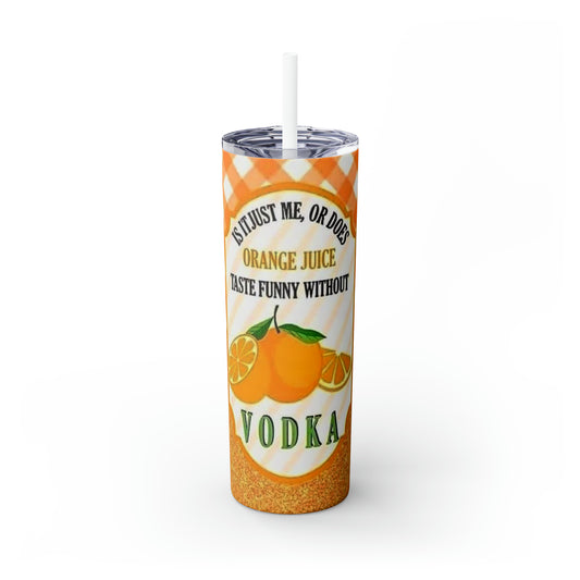 Orange Juice Skinny Tumbler with Straw, 20oz