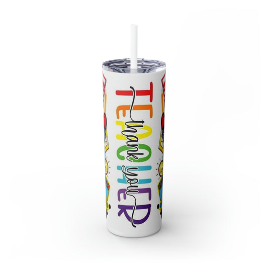 Teacher Skinny Tumbler with Straw, 20oz