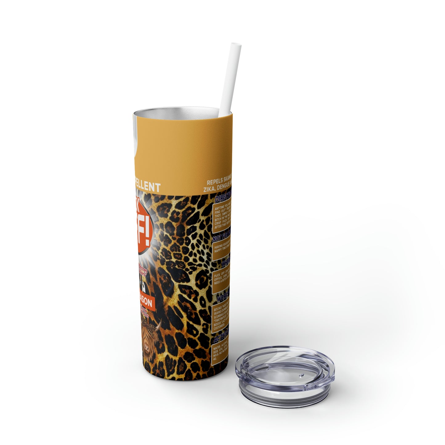 Fuck off Skinny Tumbler with Straw, 20oz