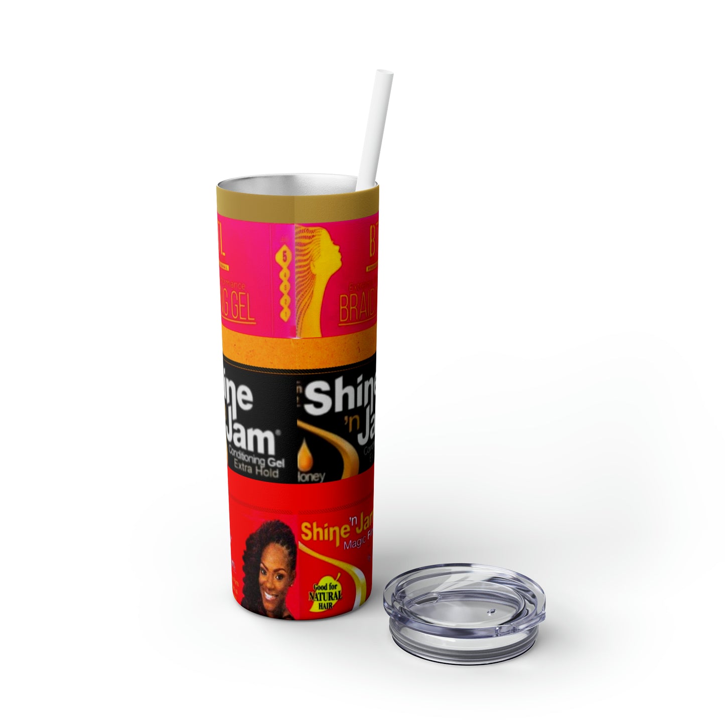 Shine n jam Skinny Tumbler with Straw, 20oz