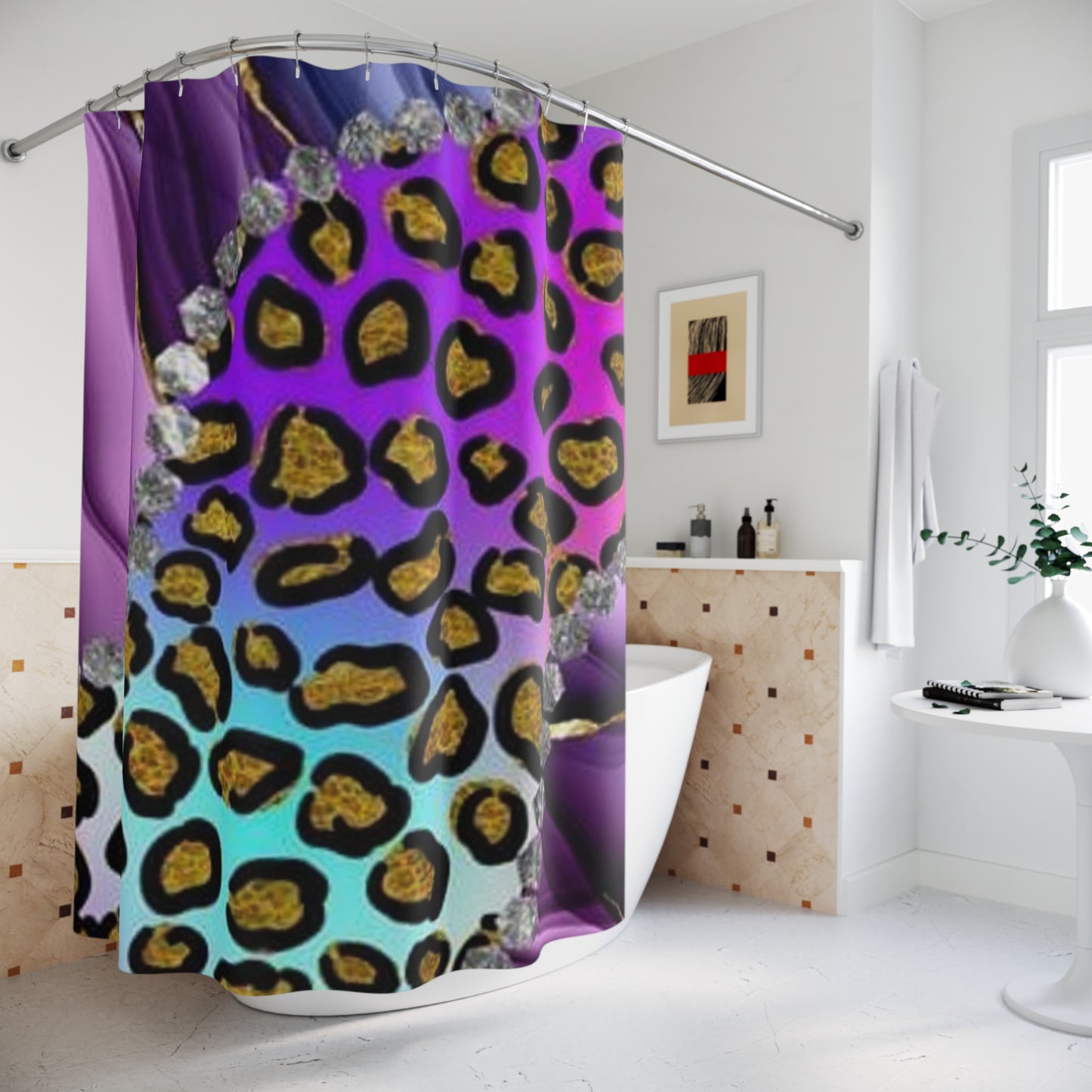 Leopard Polyester Shower Curtain