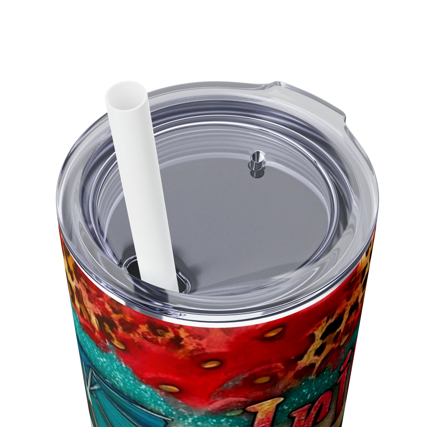 Drink in my hand toes in the sand Skinny Tumbler with Straw, 20oz