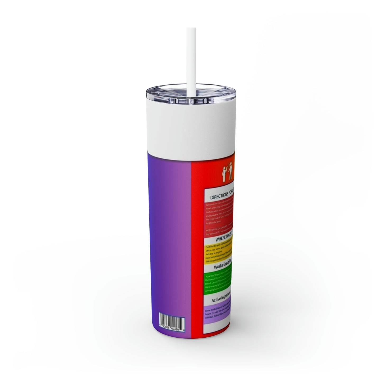 Fuck boy Skinny Tumbler with Straw, 20oz