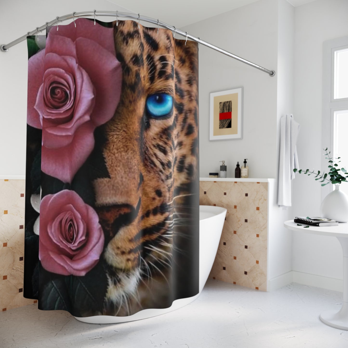 Leopard Polyester Shower Curtain