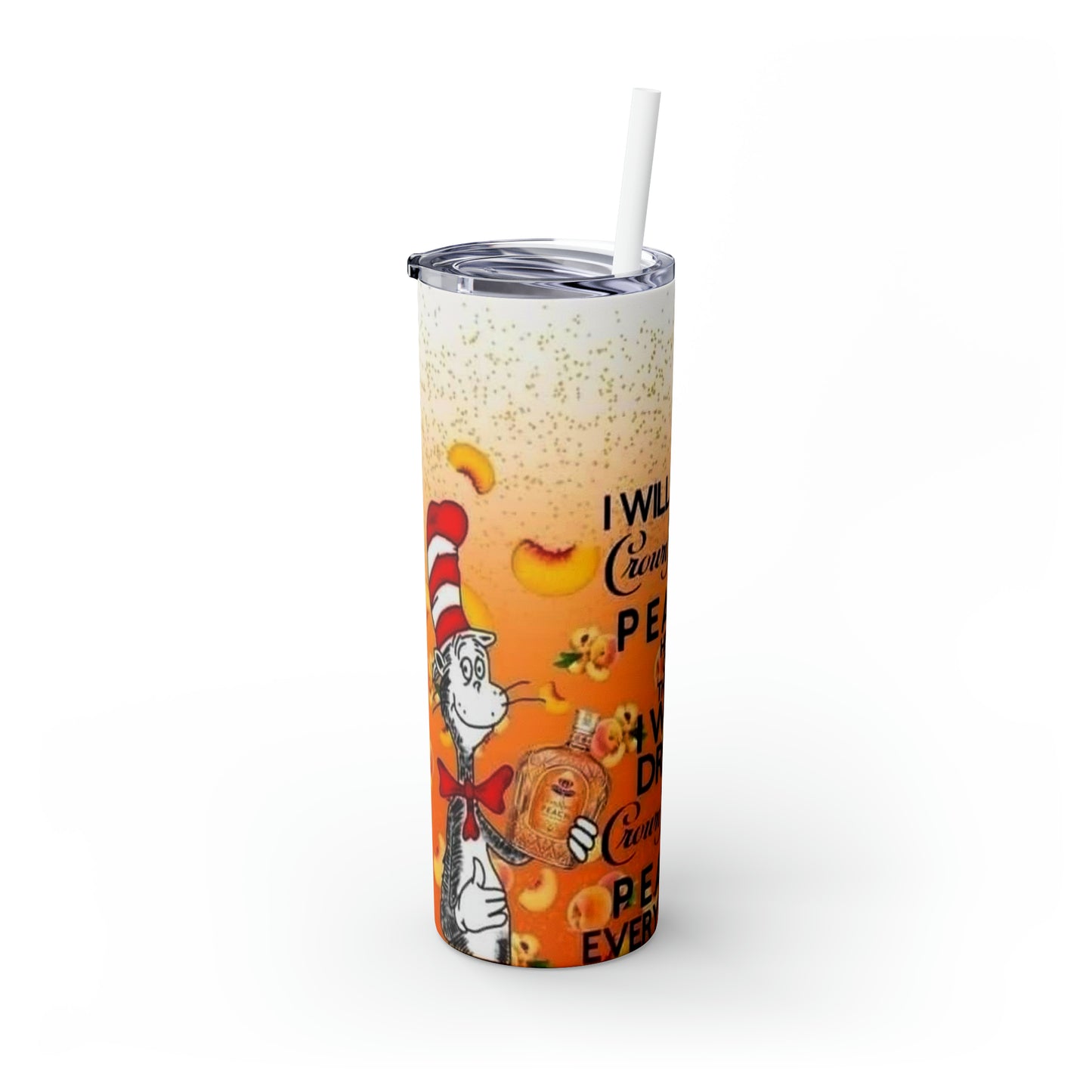 Cat in the hat Tumbler with Straw, 20oz