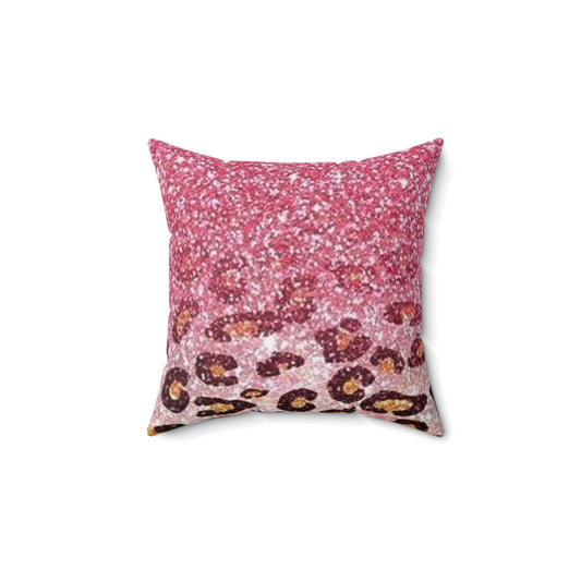 Pink leopard Square Pillow