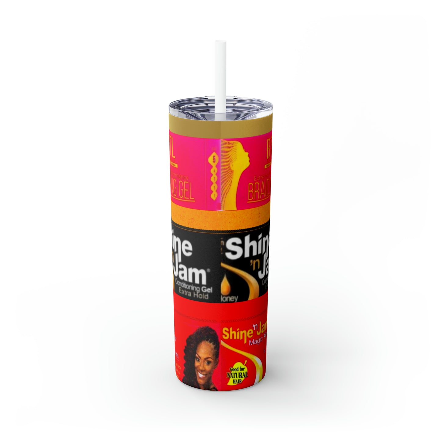 Shine n jam Skinny Tumbler with Straw, 20oz