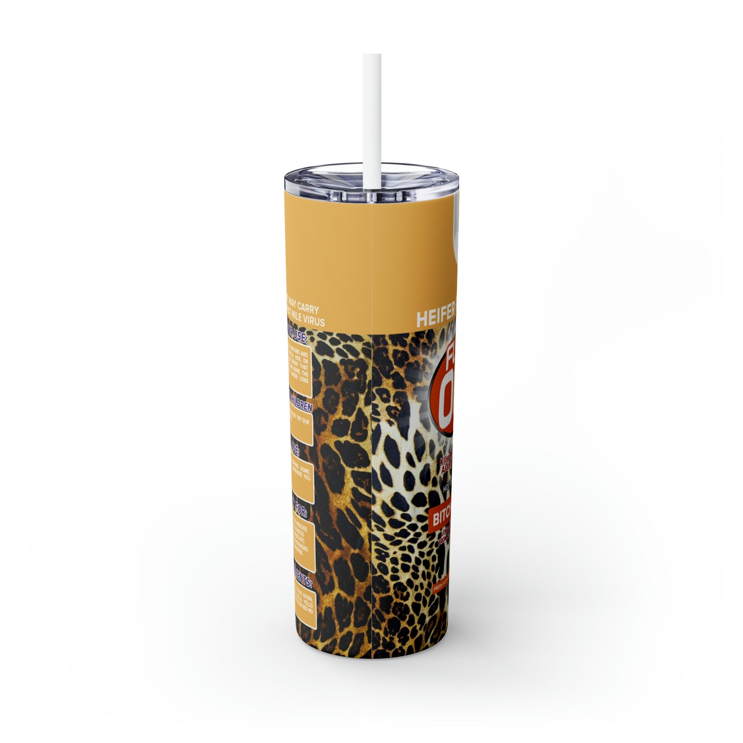 Fuck off Skinny Tumbler with Straw, 20oz