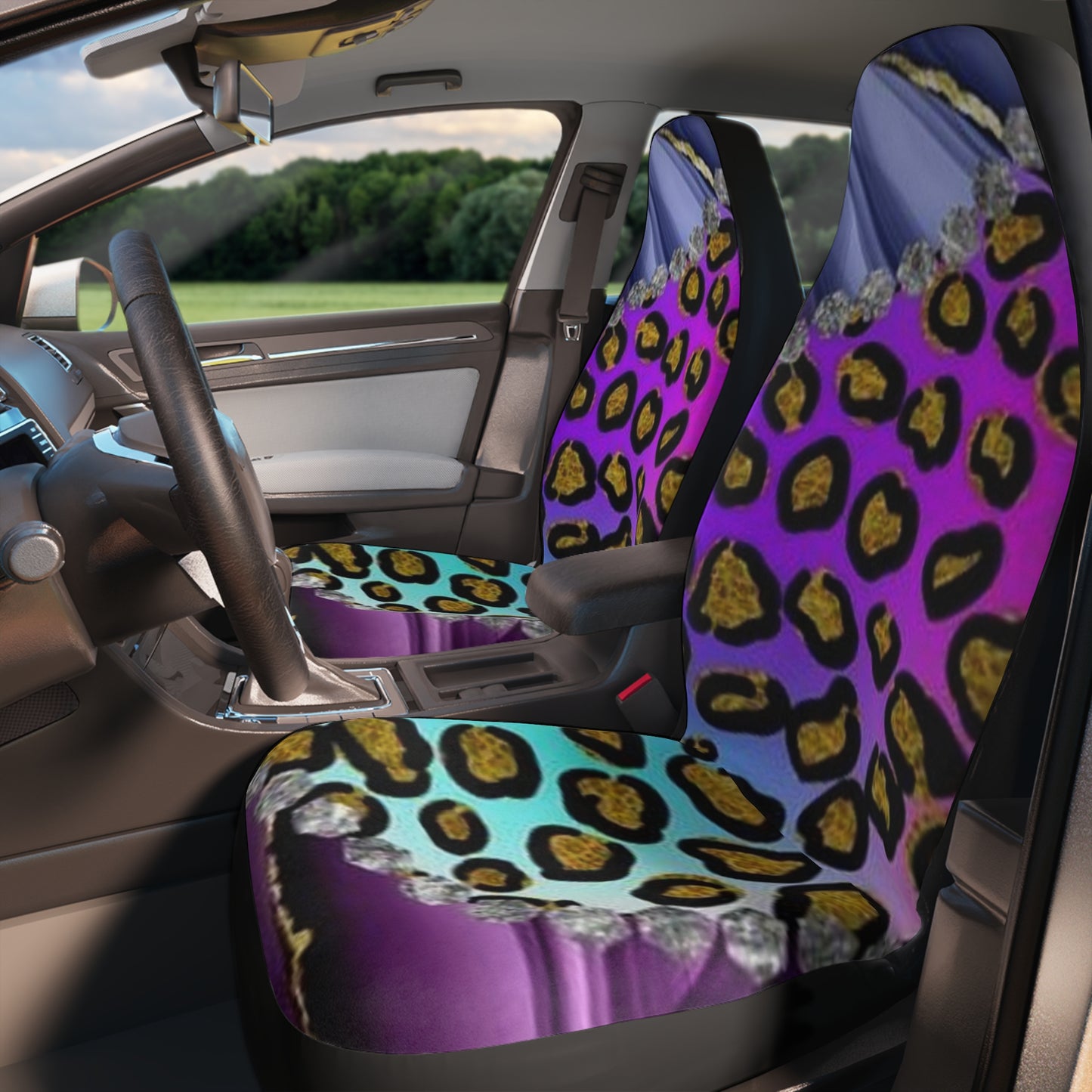 Leopard Polyester Car Seat Covers