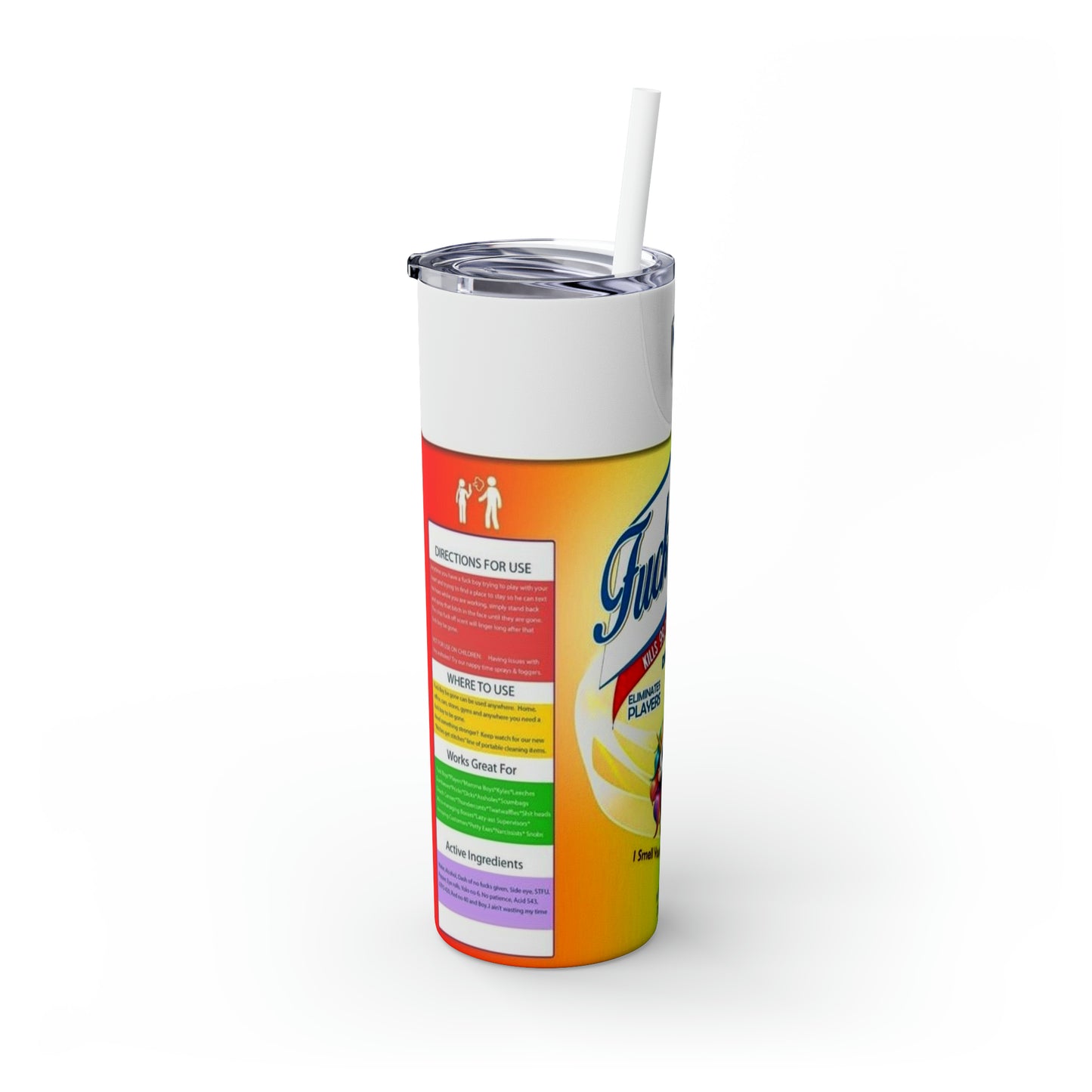 Fuck boy Skinny Tumbler with Straw, 20oz