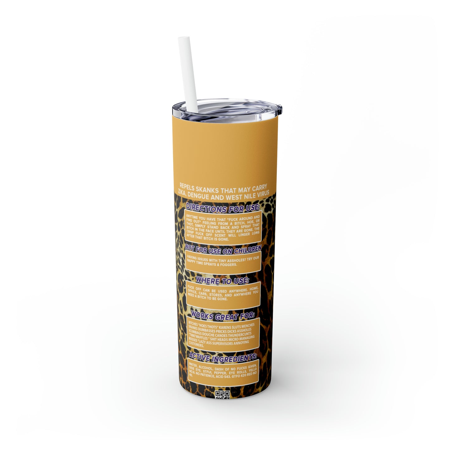 Fuck off Skinny Tumbler with Straw, 20oz