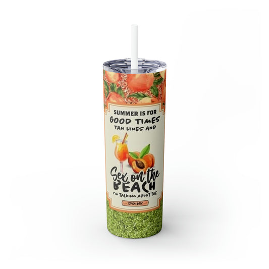 Summer Peach Skinny Tumbler with Straw, 20oz