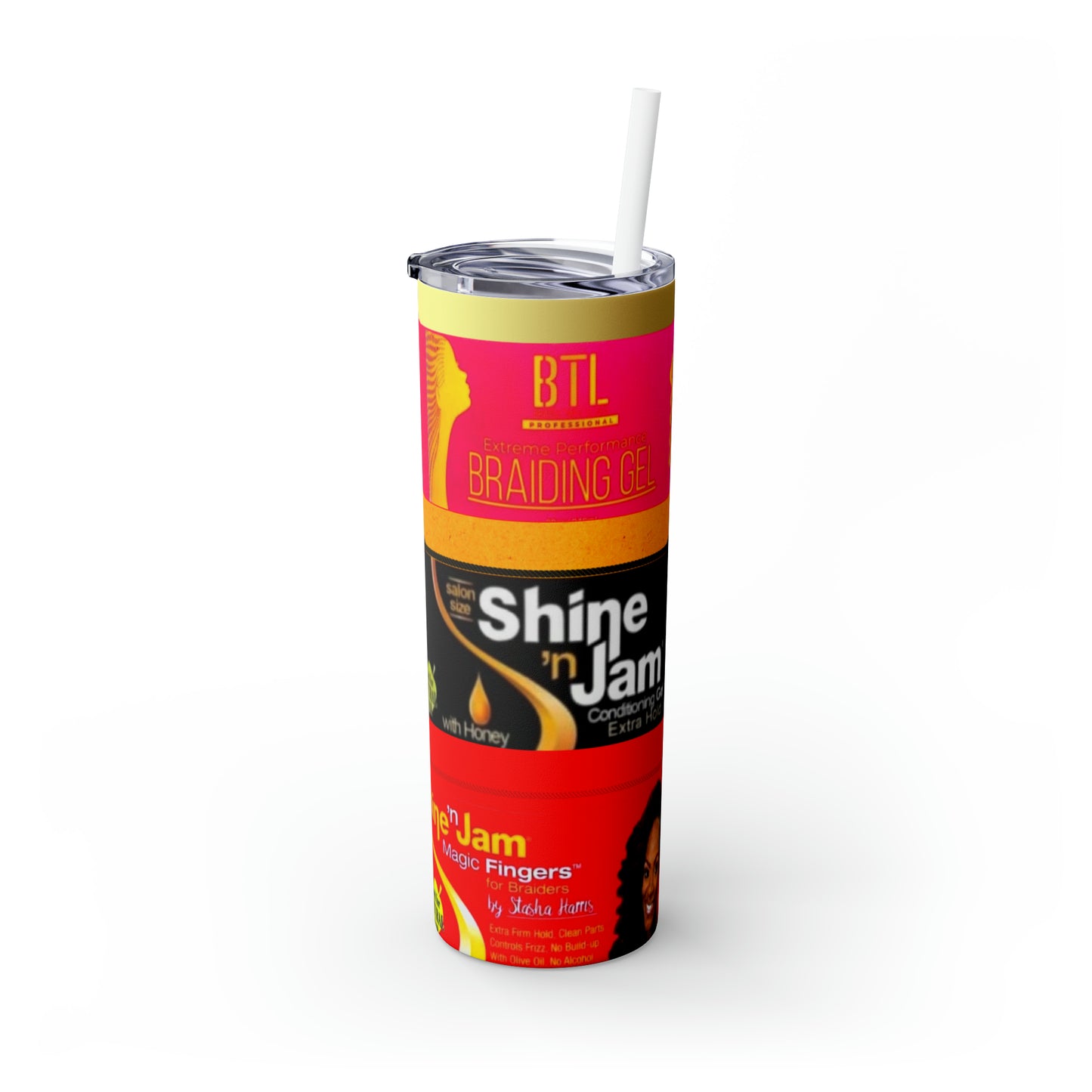 Shine n jam Skinny Tumbler with Straw, 20oz