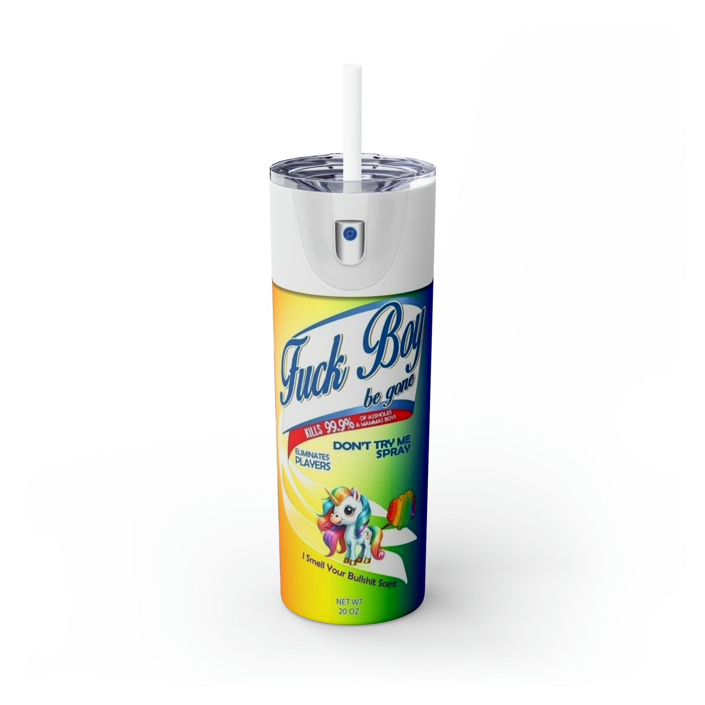 Fuck boy Skinny Tumbler with Straw, 20oz