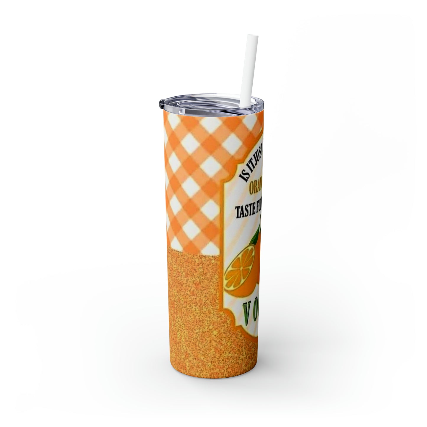 Orange Juice Skinny Tumbler with Straw, 20oz