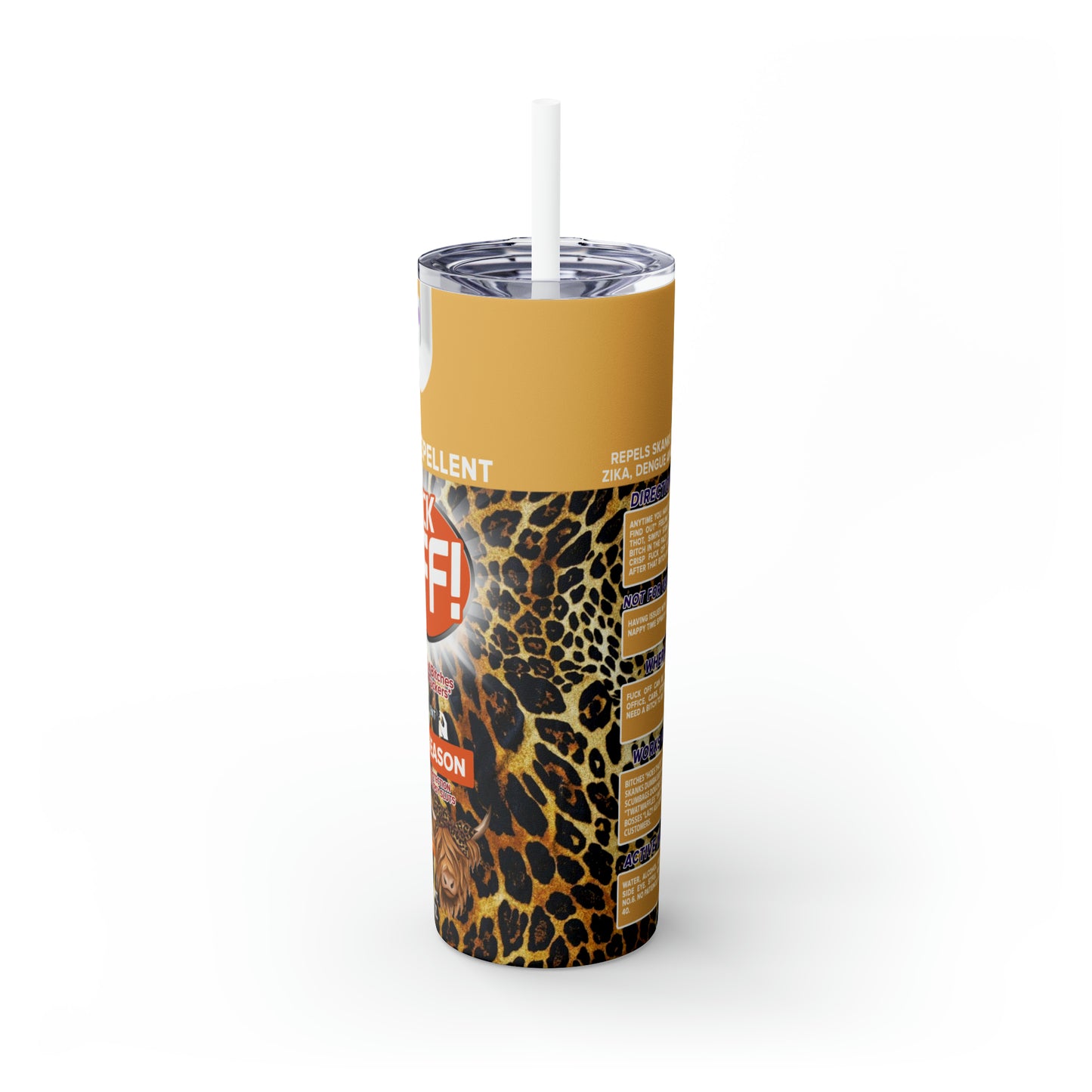 Fuck off Skinny Tumbler with Straw, 20oz