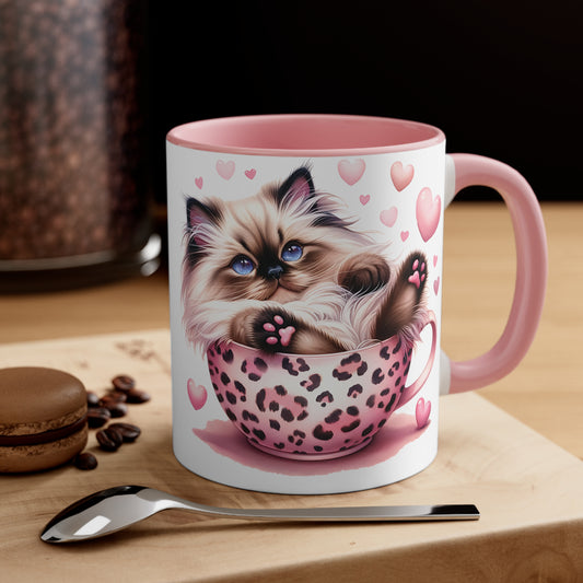 Cat in a leopard cup Accent Coffee Mug, 11oz