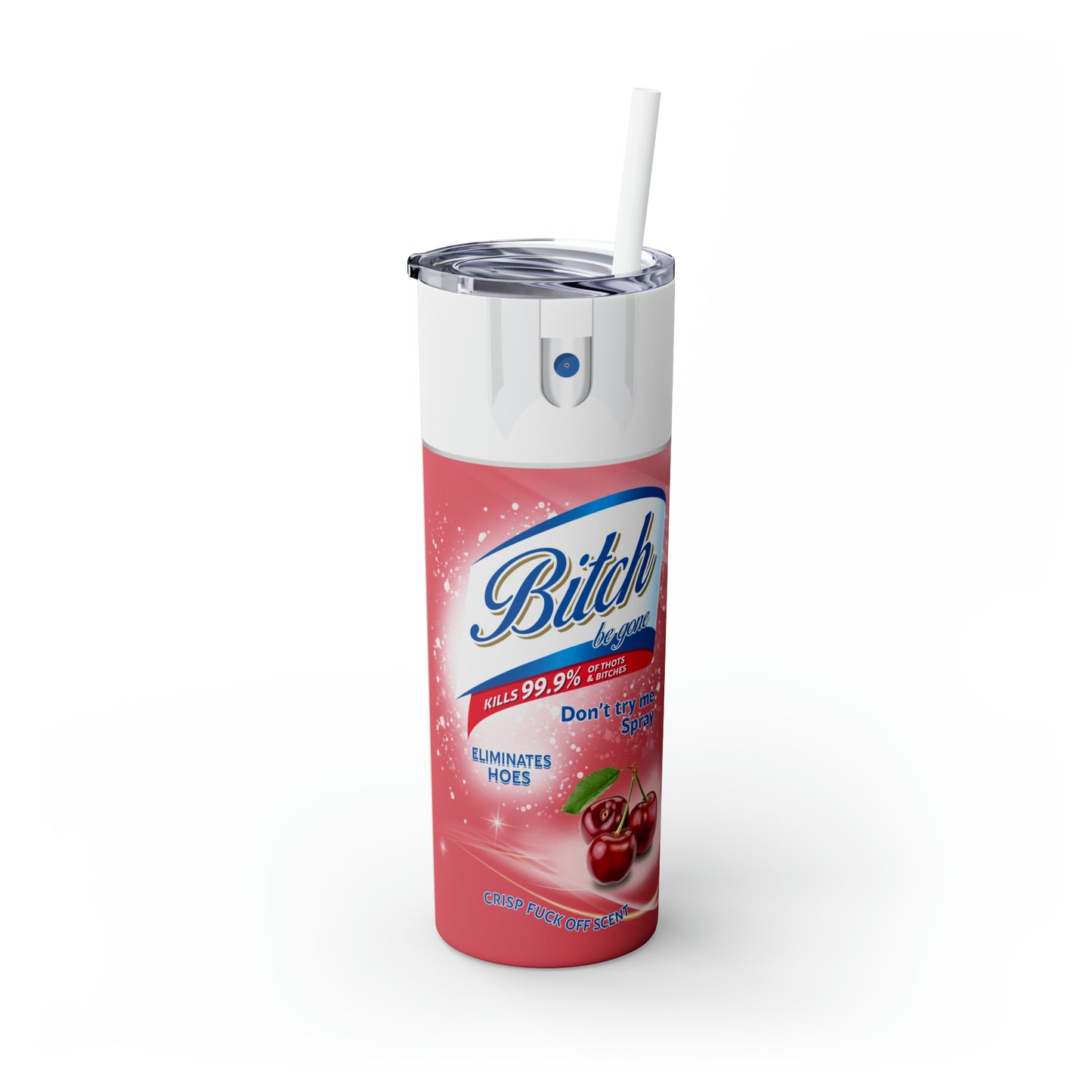 Bitch be gone Skinny Tumbler with Straw, 20oz