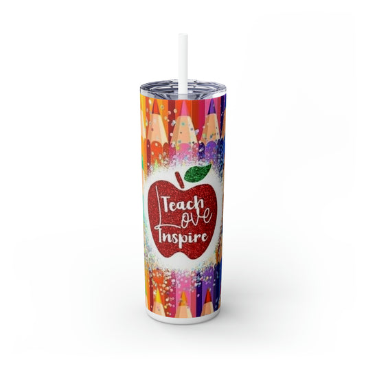 Teacher Skinny Tumbler with Straw, 20oz