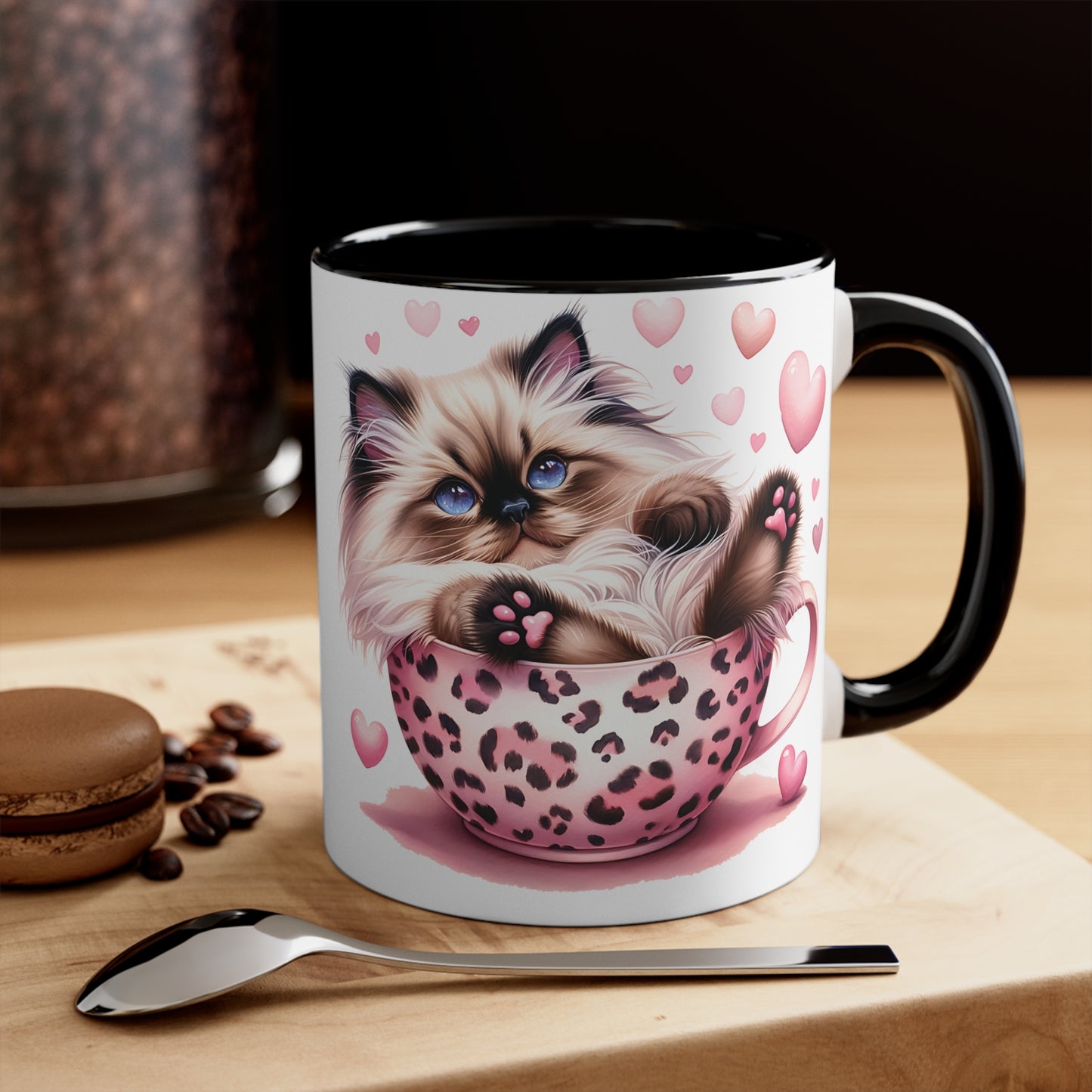 Cat in a leopard cup Accent Coffee Mug, 11oz