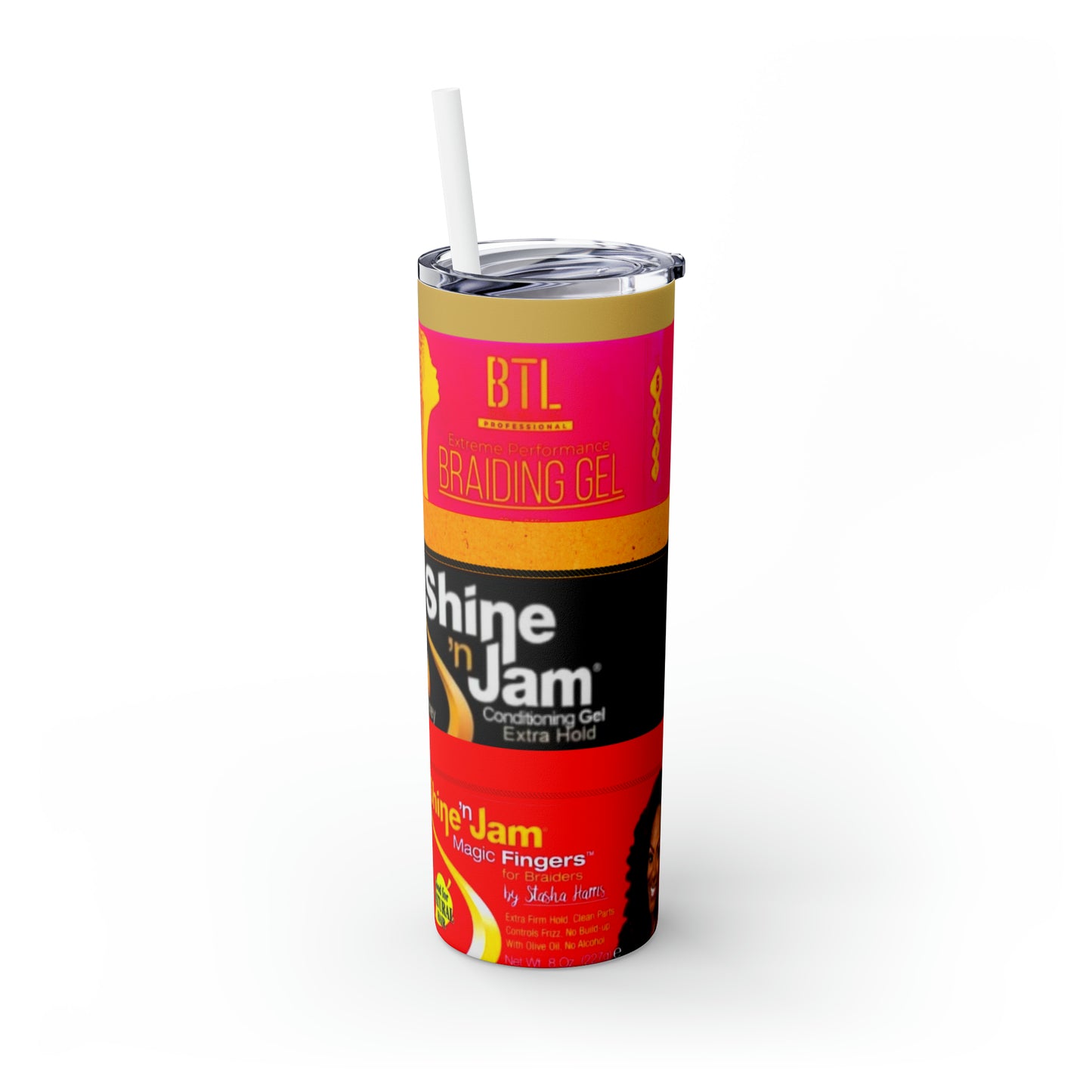 Shine n jam Skinny Tumbler with Straw, 20oz