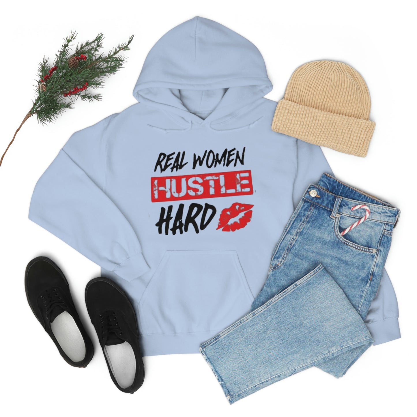 Real woman hustle hard Heavy Blend™ Hooded Sweatshirt