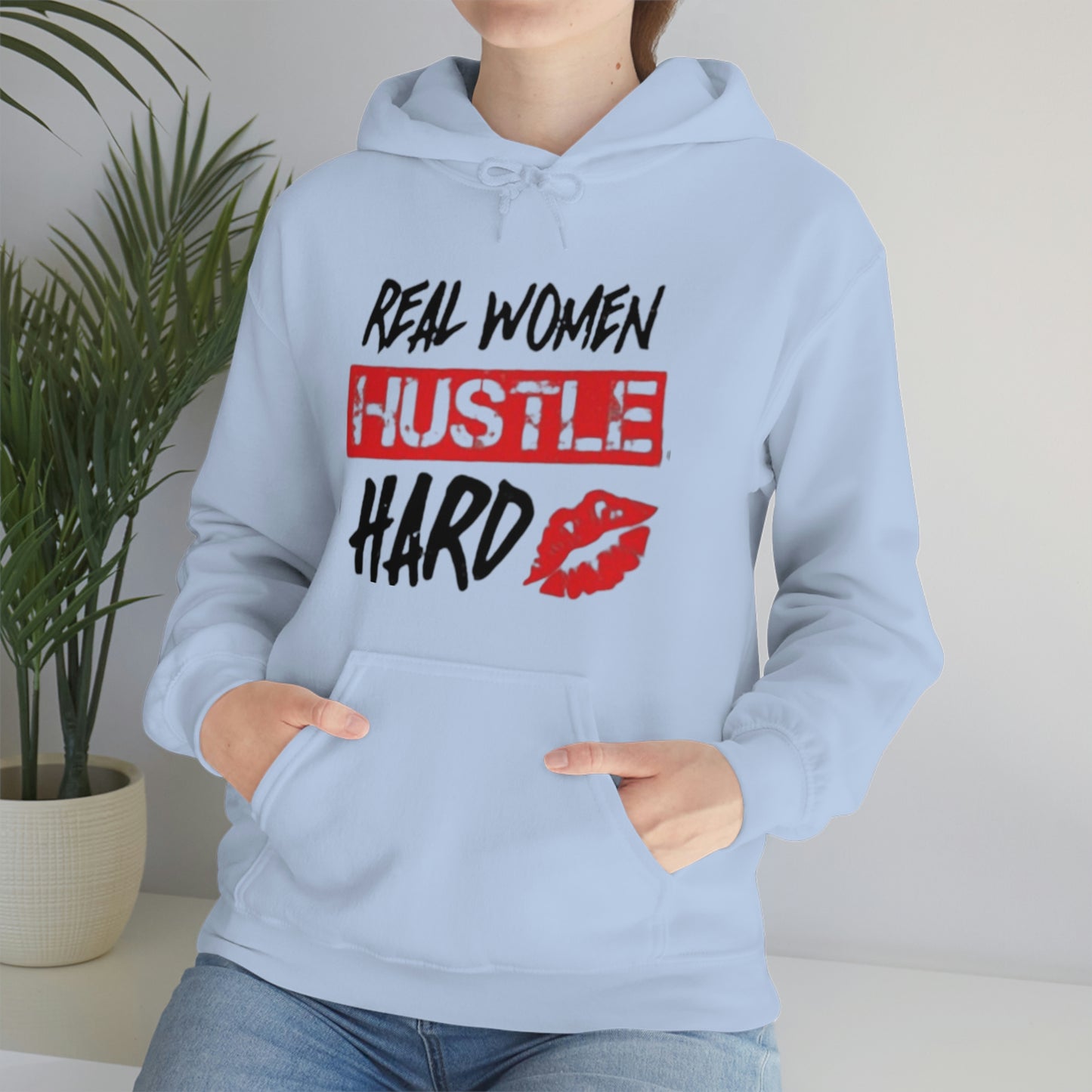 Real woman hustle hard Heavy Blend™ Hooded Sweatshirt