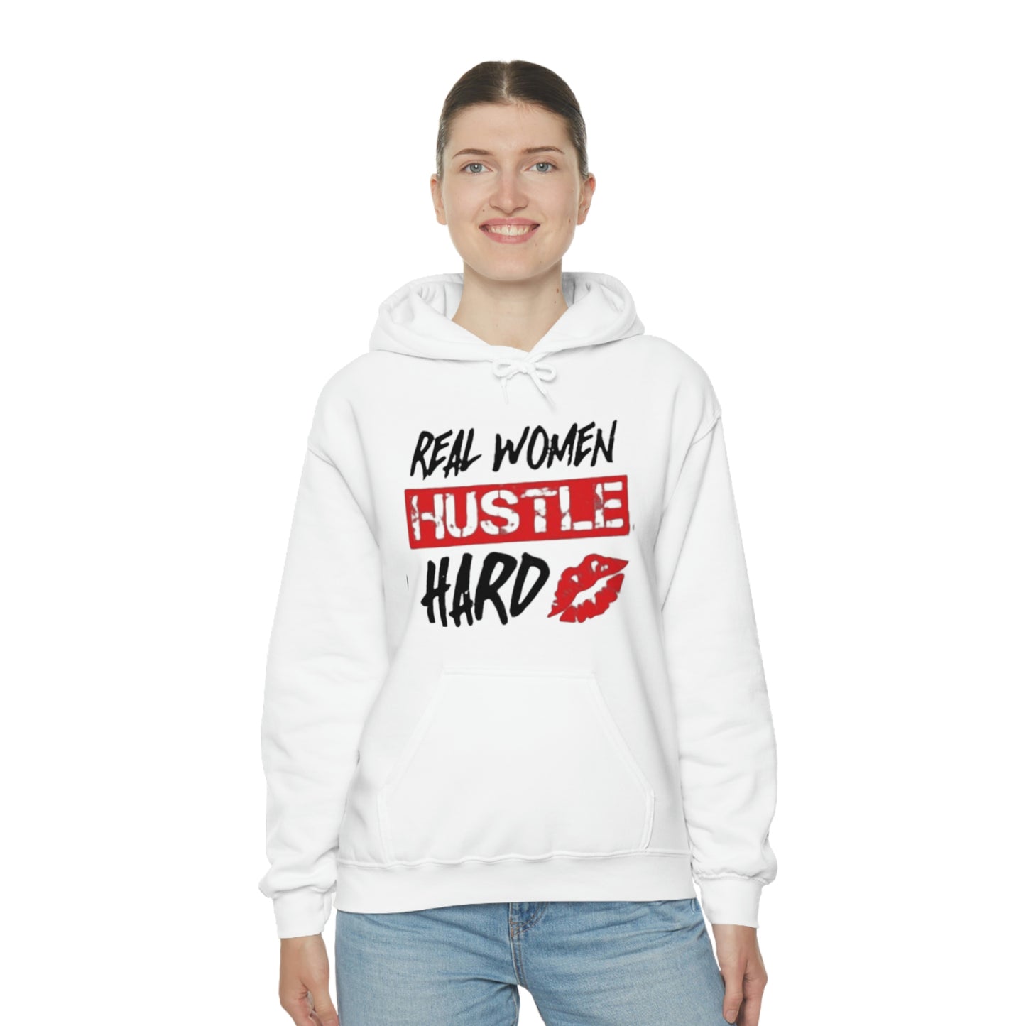 Real woman hustle hard Heavy Blend™ Hooded Sweatshirt