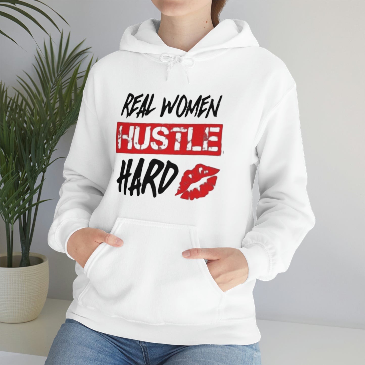 Real woman hustle hard Heavy Blend™ Hooded Sweatshirt