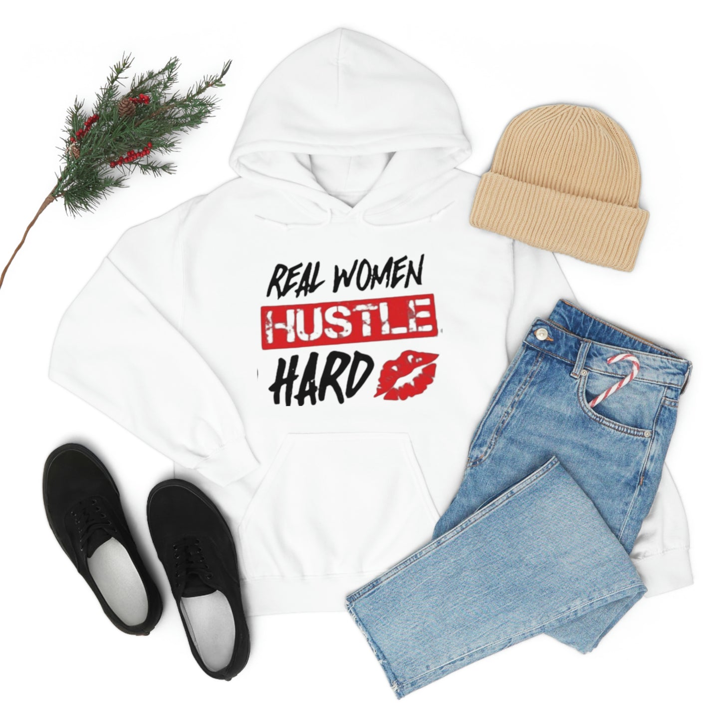 Real woman hustle hard Heavy Blend™ Hooded Sweatshirt