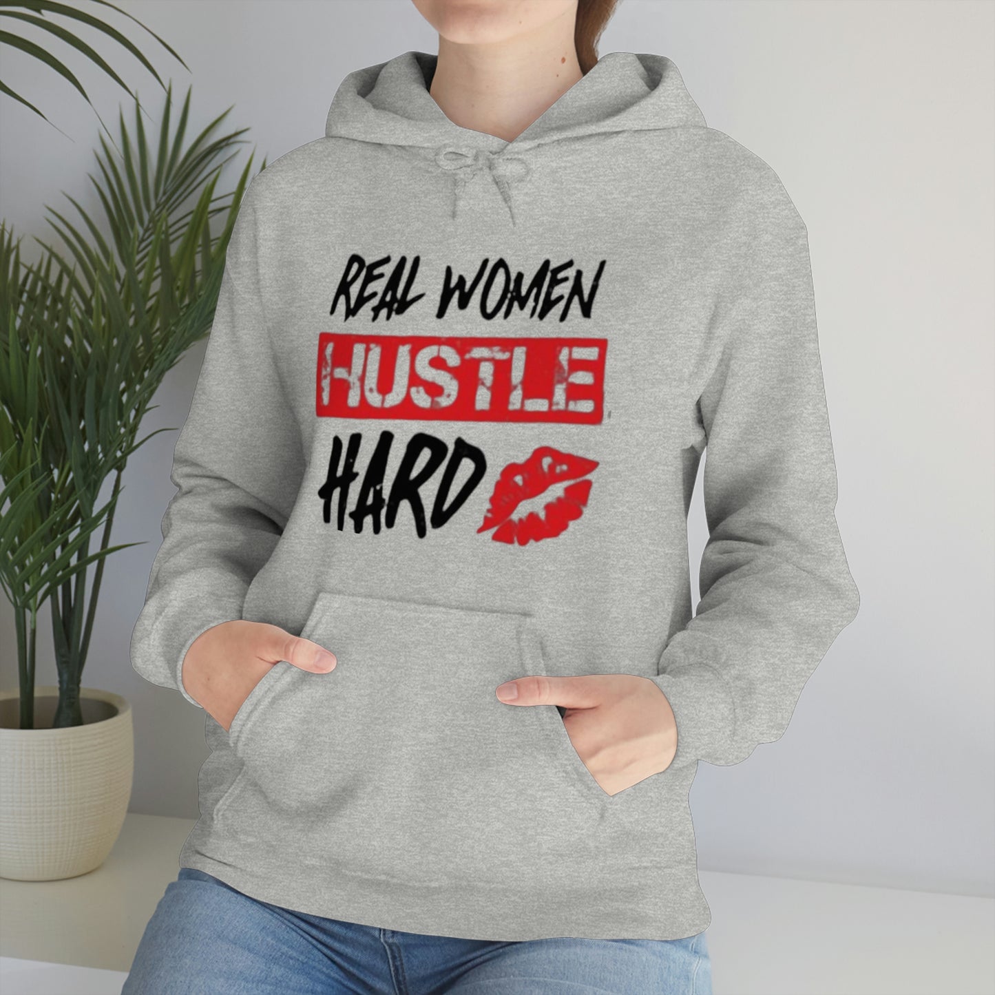 Real woman hustle hard Heavy Blend™ Hooded Sweatshirt