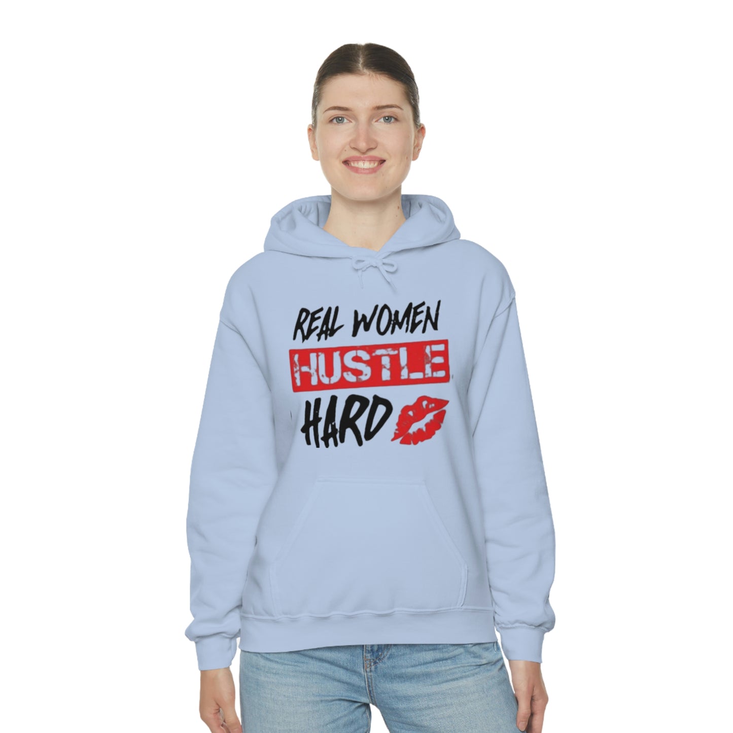 Real woman hustle hard Heavy Blend™ Hooded Sweatshirt