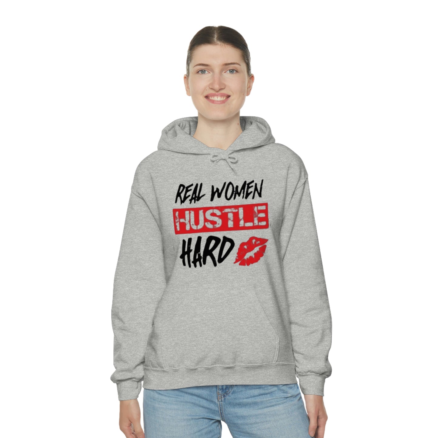 Real woman hustle hard Heavy Blend™ Hooded Sweatshirt