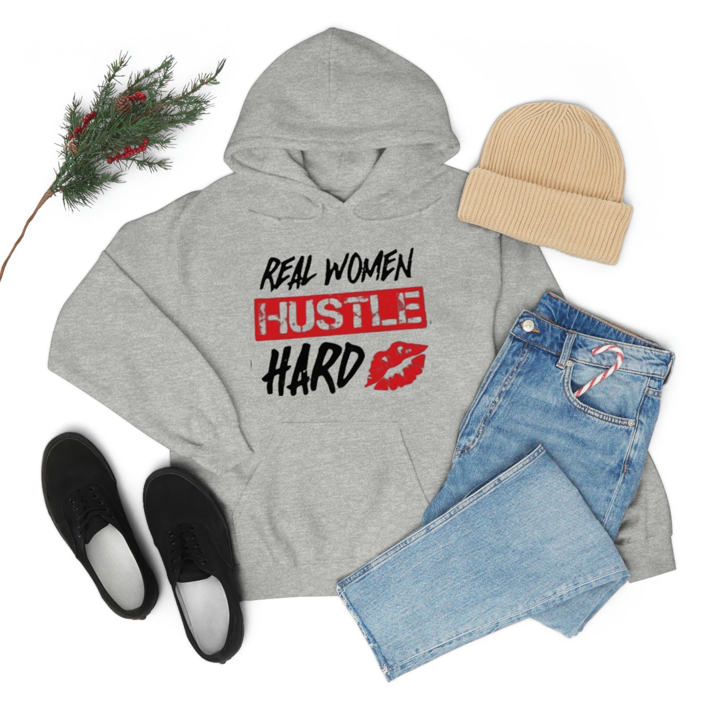 Real woman hustle hard Heavy Blend™ Hooded Sweatshirt